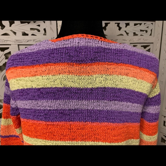BRIGHT ORANGE PURPLE PINK SWEATER CARDIGAN JACKET - Picture 7 of 8